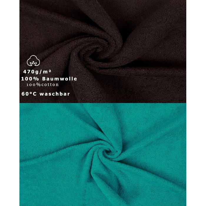 Набір рушників преміум-класу 100 бавовна 2 рушники для душу 4 рушники для рук 2 рушники для гостей 2 рукавички для прання Колір смарагдово-зелений та темно-коричневий, 10-TLG.