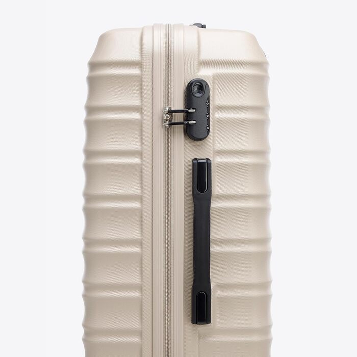 Набір валізWITTCHEN 3 в 1: велика, середня та маленька валіза на колесах з ABS-пластику, з кодовим замком, Groove Line (Бежевий)