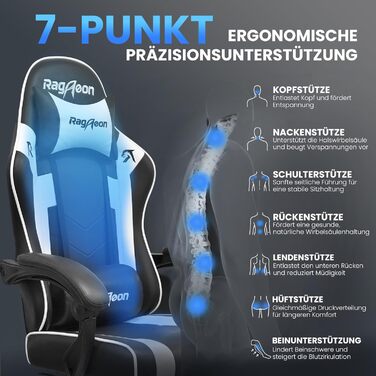 Ігровий крісло-шкік Gamer Sessel - ергономічне ігрове крісло з підтримкою попереку, регульоване по висоті, м'яке, до 150 кг, велике