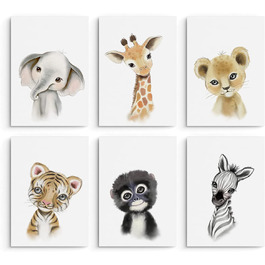 Набір з 6 постерів на стіну для дитячої кімнати Hambient: Африканські тварини, 30x40 см (без рамки)