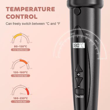 Локкенштаб NWOUIIAY 6 в 1 з LCD-дисплеєм, керамічним покриттям, набір для створення локонів, багатофункціональне змінне насадки, для великих та маленьких локонів, з рукавичками, регулювання температури (колір шампань)