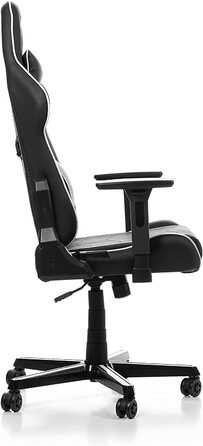 Ігрове крісло DXRacer Prince P08, шкірозамінник, чорно-біле, до 185 см