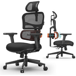 Офісне крісло Newtral NT001: ергономічне, регульована підголівник та підлокітники, 150 кг, чорний