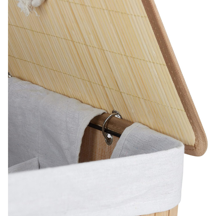 Кошик для білизни Relaxdays бамбук з кришкою, прямокутний контейнер для білизни, 2 відділення, об'єм 95 л, складний ящик для білизни, натуральний