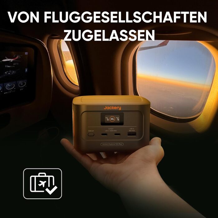 Jackery Explorer 100 Plus: портативна електростанція з LiFePO4 акумулятором 99Wh, 128W, 3 порти для зарядки, резервне живлення для подорожей та надзвичайних ситуацій