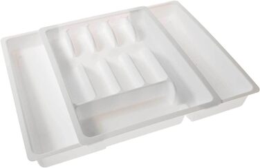 Лоток для столових приборів SIDCO змінний, висувний, зі вставкою в шухляду (білий)