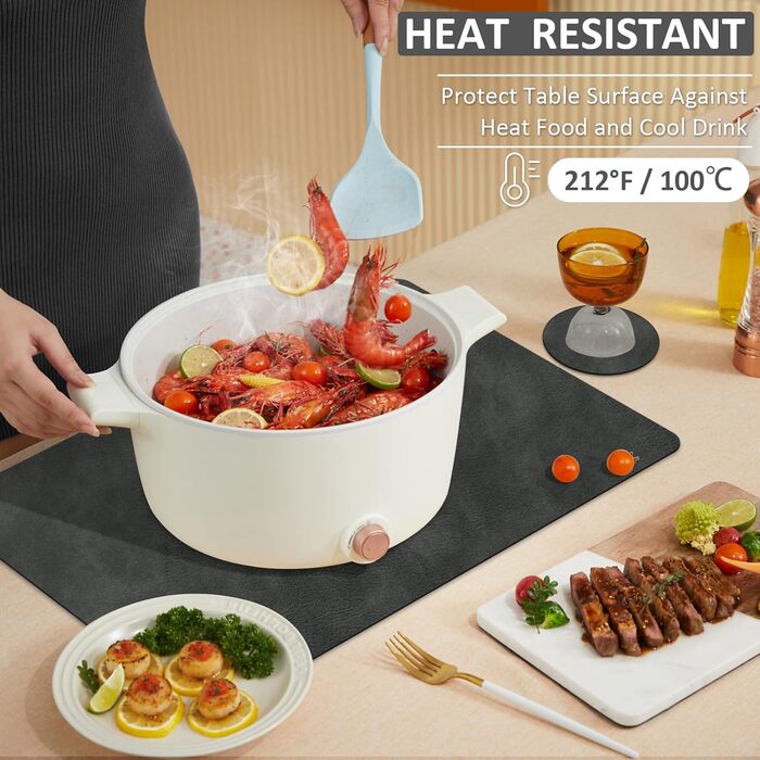 Підставки під гаряче та серветки під тарілку | Коричневе шкіряне покриття з м'якої шкіри, двосторонні, неслизькі, стійкі до подряпин | Підставки під тарілку для дітей, миючіся, термостійкі | для обіднього столу, кухні, квартири | Зелений та сірий колір (н