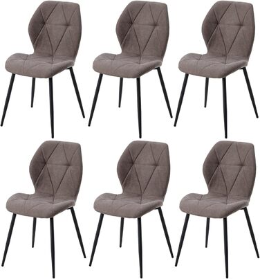 Набір з 6-ти м'яких кухонних стільців GrandCA HOME в скандинавському стилі з металевими ніжками та ромбовими подушками (колір: коричневий)