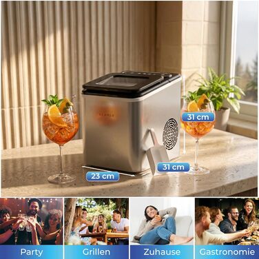 Льодогенератор KLAMER 24 кг/добу, 3 розміри кубиків льоду, резервуар 2.2 л, 130 Вт - тихий льодогенератор для дому та бізнесу