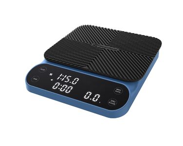 Ваги для кави Maestri House S3 з таймером, 3 кг/0,1 г, перезаряджувані, цифрові, для еспресо, з 3 режимами заварювання, регульованими пропорціями та індикатором потоку, для Pour Over, French Press (блакитні)