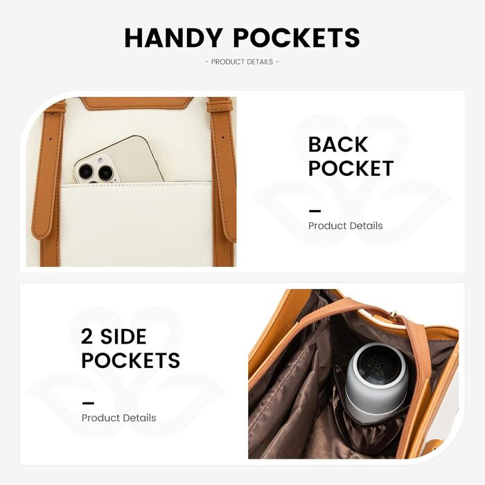 Сумка для ноутбука LOVEVOOK 15.6 дюймів: велика, зручна, для роботи, навчання, подорожей (бежева, коричнева)