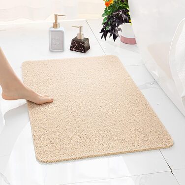 Нековзний килимок для душу, 80x80 см, м'який комфорт, безпечний килимок для ванни зі зливними отворами, масажні килимки з ПВХ-люфи для вологих приміщень, Швидковисихаючі (бежевий, 40x60 см)