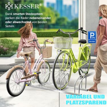 Кріплення для велосипеда KESSER для паркувальної стійки Багатофункціональна стійка з колісною базою 37 см для ширини шин 30-65 мм Підставка для тримача велосипеда для підлогового або настінного монтажу Кріплення для велосипеда (срібло, 2 велосипеди)