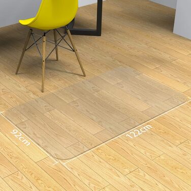 Захисна килимок NATRKE для офісного крісла, 122x92 см, для паркету та ламінату, PVC, прозора підкладка під стілець