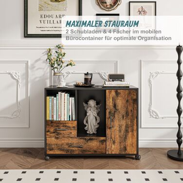 Роликовий контейнер Relaxdays з 2 висувними ящиками та 4 відділеннями