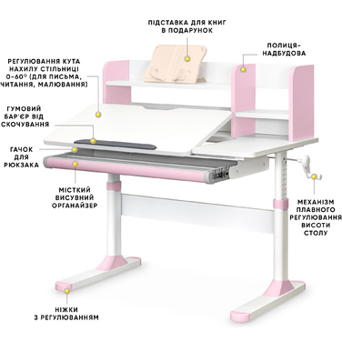 Дитячий стіл Evo-kids TH-330 Pink (арт. TH-330 W/PN)
