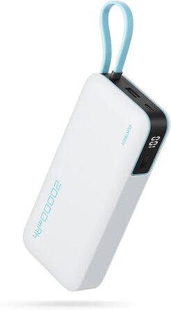 З кабелем USB-C, швидка зарядка, для iPhone, MacBook, Galaxy, Білий, 20000mAh 45W