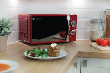 Мікрохвильова піч Russell Hobbs RHMM701C Solo 17л, 700 Вт, червона: 5 рівнів потужності, таймер, розморожування, легке очищення