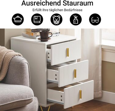 Приліжкові тумбочки SoBuy FBT115-W (білі), 2 шт., з 3 висувними ящиками, 40x40x47 см