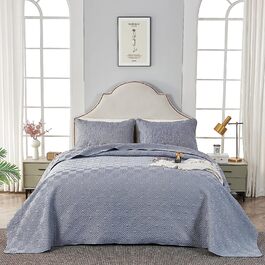Покривало Qucover покривало для ліжка 240x260 см сірого кольору, покривала з мікрофібри, Комплект покривала для ліжка з 2 наволочками 50x75 см, стьобана ковдра, зшита методом 3D-ультразвуку, покривало для дивана покривало для ліжка покривало 240x260 сірого кольору