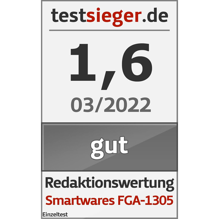 Виявлювач чадного газу Smartwares FGA-13051 з датчиком на 10 років, кнопка тестування, LED-індикатори