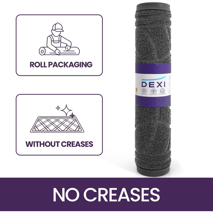 Килимок для дому та вулиці DEXI, 60 x 90 см, антиковзаючі, миється, вологостійкий, сірий