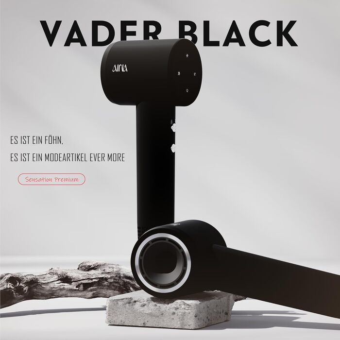 Високошвидкісний іонний фен для волосся AINA з безщітковим двигуном 160 000 об/хв, набір з дифузором, гребінцем та соплом, чорний (3A)