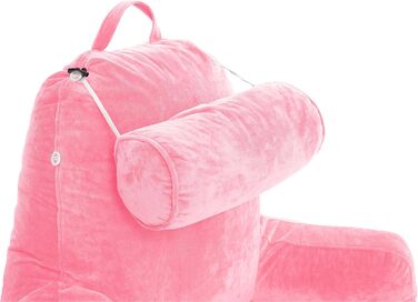 Подушка для чоловіка з підлокітниками - темно-сіра, для читання та відпочинку в ліжку, висока спинка, преміум піна пам'яті, знімний валик для шиї, оригінальна версія (світло-фіолетовий)