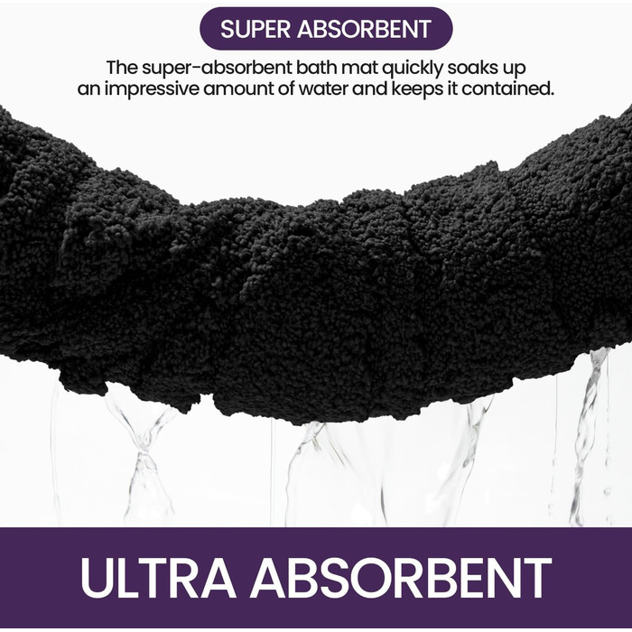 Килимок для ванної кімнати DEXI, чорний, 61 x 92 см, машинне прання, антиковзаюча поверхня