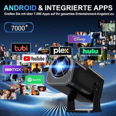 Портативний проєктор Mini Beamer 4K Full HD 1080P з WiFi 6, Bluetooth 5.2, автоматичною корекцією трапецеїдальних спотворень та підтримкою HDMI, TV Stick, Memory Stick, Laptop (білий, чорний)