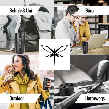 Термокружка з гравіюванням, 350 мл, чорна, з персоналізацією, 100% без витоку