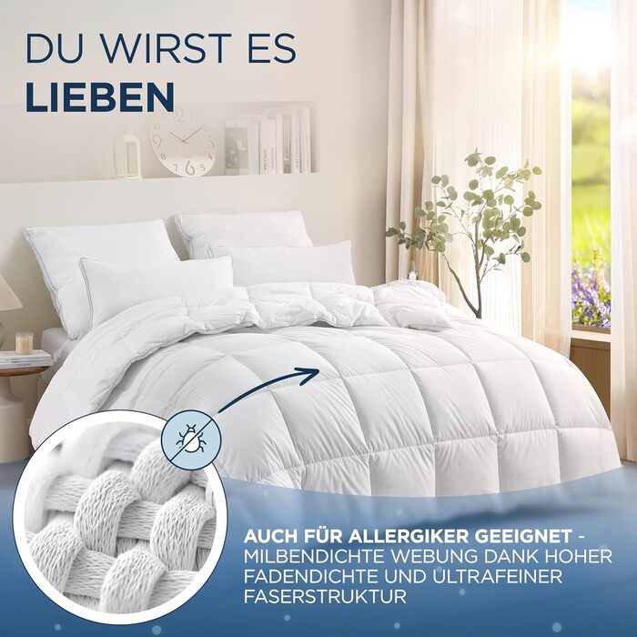 Плед з пуху та пера 135x200 см - сертифікована Oeko-Tex ковдра з м'якого пуху та пера - ковдра з пуху - сертифікована RDS літня та зимова ковдра - Duvet - ковдра на всі сезони 135 x 200 см