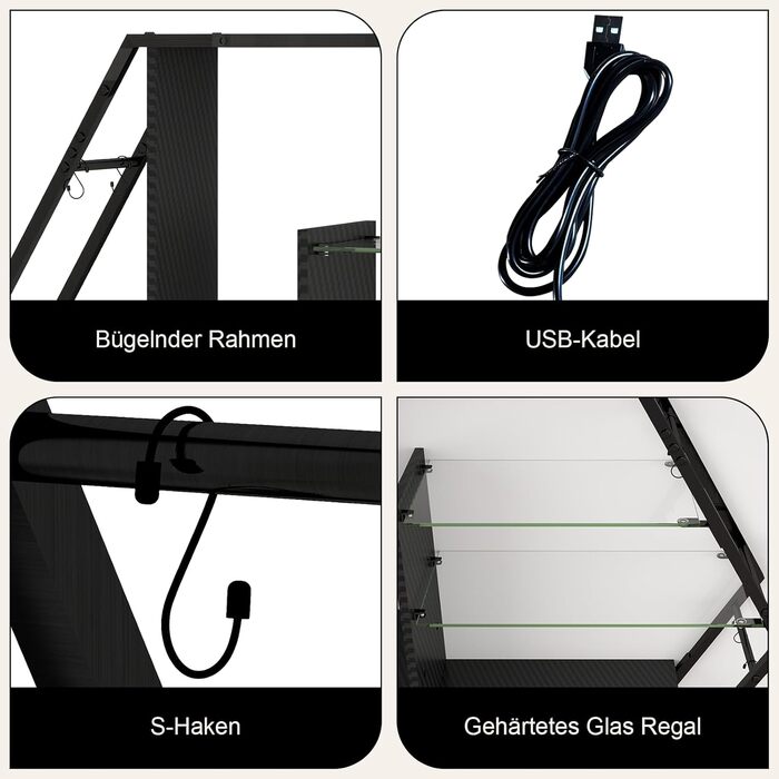 Підвісні полиці YU YUSING з RGB підсвічуванням 7 кольорів, геймерські полиці з 8 гачками, стелажі для демонстрації, настінні вітрини з 2 скляними полицями, підвісні шафи для спальні, кухні, бару, ігрової кімнати, декор, гексагон, карбонове покриття