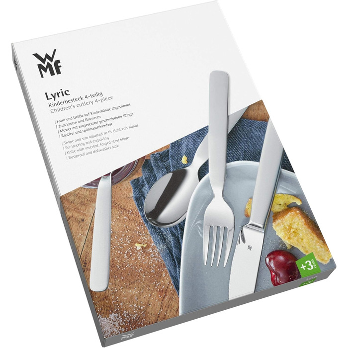 Набір дитячого столового прибору WMF First Lyric, нержавіюча сталь, 4 шт., для дітей від 3 років, Cromargan, з гравіюванням