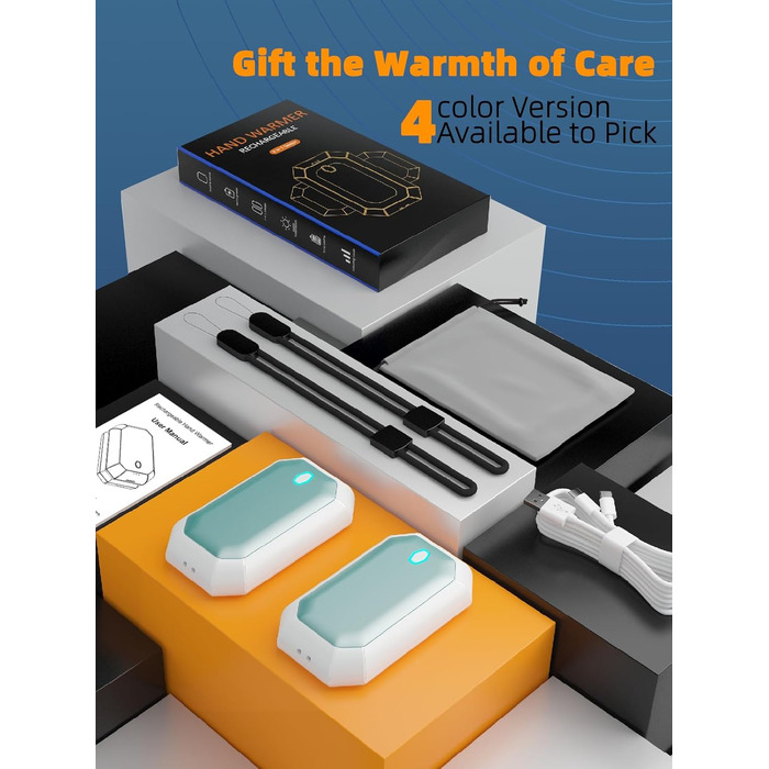 Електричний грілка для рук ITSHINY, набір 2 шт., 3 режими нагріву, USB-зарядка, для чоловіків, кемпінгу та полювання (синій)