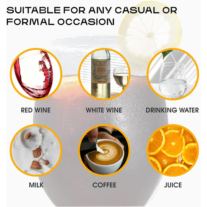 Набір келихів для вина PROST! 6 шт., 491 мл, без свинцю, для червоного та білого вина, 496 мл (6 шт.)