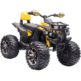 Дитячий електроквадроцикл HOMCOM 12V 10Ah, 2 мотори, USB, MP3, фари, для дітей 3-5 років, жовтий
