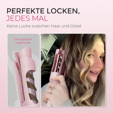 Автоматичний локон-стайлер TYMO CURLPRO 25mm - рожевий, з термозахистом, 3 температурні режими (160-210°C), для великих та маленьких локонів