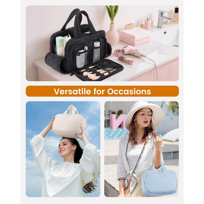 Сумка для косметики OVEVOOK велика, водонепроникна, з відділенням для мокрого, рожева (L, Бежева)