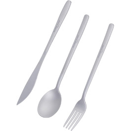 Набір столових приборів iBasingo Titan для кемпінгу: ложка, виделка, ніж, палочки для їжі. Металевий набір посуду для подорожей та повсякденного використання. Ti1056T