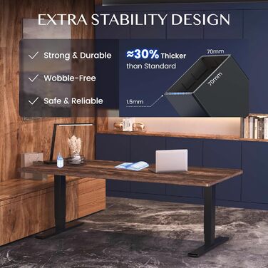 Стол робочий регульований по висоті FLEXISPOT E6, електричний, чорний, 160 кг, USB, пам'ять, LED-дисплей