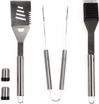 Набір аксесуарів для гриля Mastercook: сталевий кейс з щипцями, виделкою, шпателем та щіткою