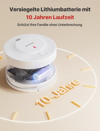 X-Sense Покращений димовий сповіщувач з батареєю на 10 років, фотоелектричний сенсор, сертифікований EN14604, SD2J0AX, набір 10 шт. Білий