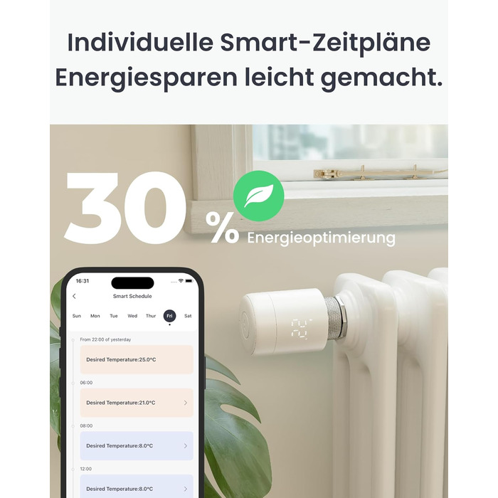 SwitchBot Smart Термостат на радіатор Bluetooth з керуванням через додаток, таймером, енергозбереженням, сумісний з Alexa, Apple Home та Home Assistant (потрібен Hub) - Matter Combo