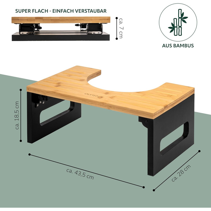 Електричний табурет для унітазу Eluno з бамбука, складаний, антиковзкий, чорний - для дорослих та дітей, при запорах та здуттях