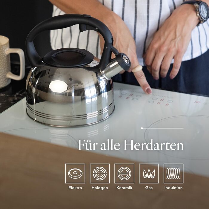 Чайник FLORINA Fenny Satin Induktion 2.5L з нержавіючої сталі, сріблястий