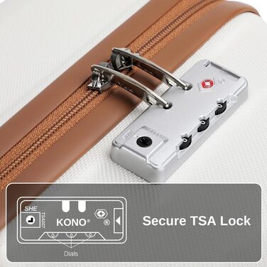 Набір валіз KONO 4 в 1: велика, ручна, косметичка та сумка для подорожей (кремово-білий)