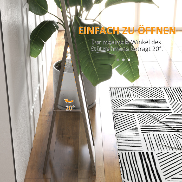 Дзеркало для всього тіла, 37 x 157 см, для підвішування або встановлення на підлогу, прямокутне дзеркало для вітальні, спальні, сірого кольору