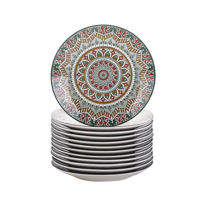 Посуд Vancasso MANDALA на 16 осіб, порцеляновий набір, блакитний, богемський стиль