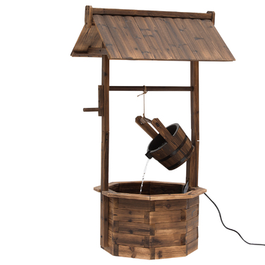 Ексклюзивний фонтан для саду, декоративний фонтан, каскадний фонтан, регульований водоспад, виготовлений з масивного дерева, колір - коричневий, розміри: 68 x 57 x 118 см